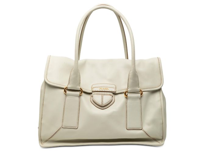 Bolsa de mão em couro de bezerro branco Prada City Fora de branco