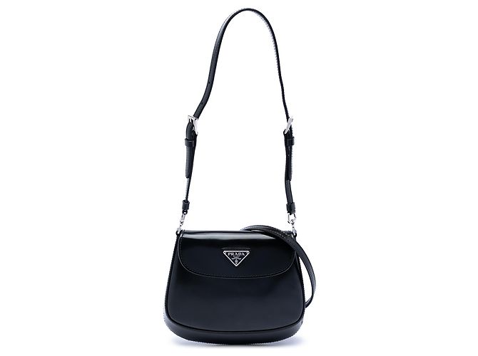 Prada Mini Cleo en cuir brossé noir