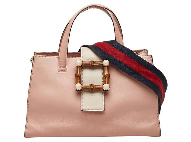 Bolsa de mão Gucci Bamboo Pearl Rosa Cru