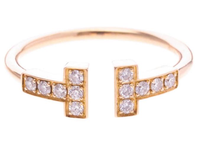 Tiffany & Co Anel T-wire Tiffany com diamante em ouro rosa