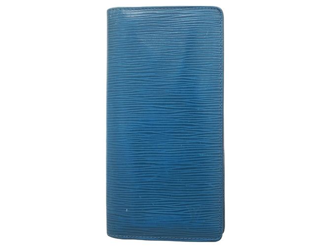 Brazza Louis Vuitton Epi Leather Long Wallet Light blue