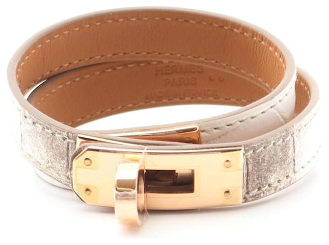 Bracelet Crocodile Double Tour Kelly d'Hermès Blanc 