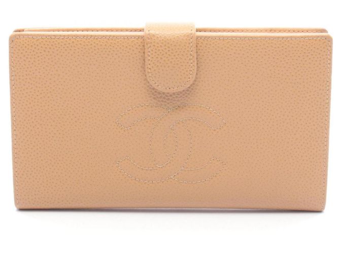 Chanel Coco Mark Bifold Long Wallet Beige
