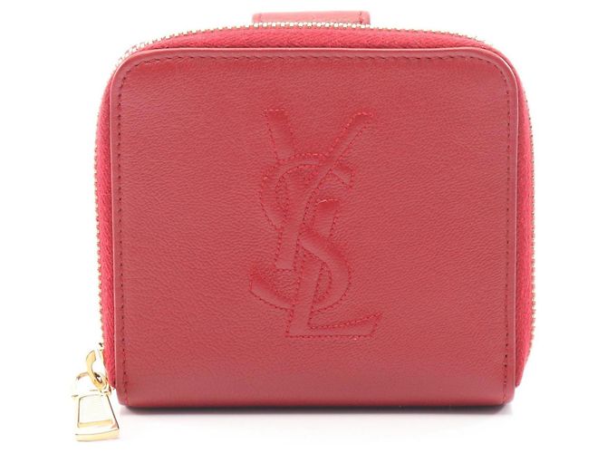 Yves Saint Laurent Red Leather Bi-Fold Wallet 