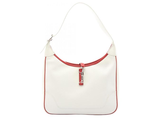 Bolsa de Ombro Hermès Trim 31 Branco Vermelho