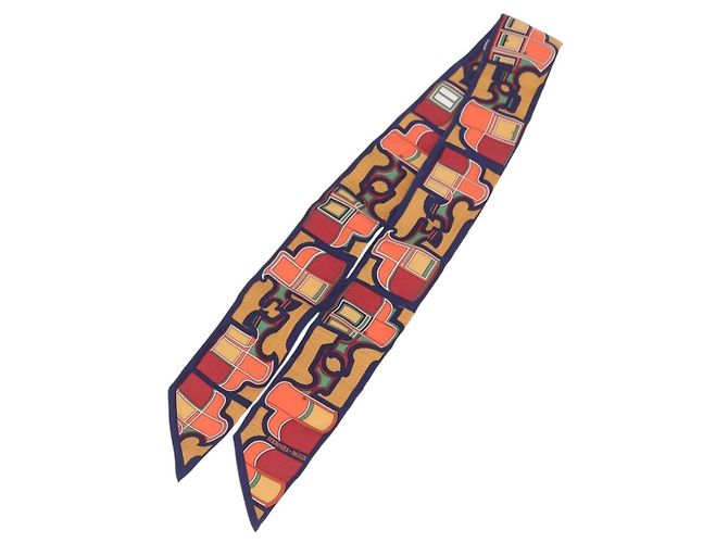 Hermès Foulard Twilly HERMES Carrozza in Seta Blu Navy Auth 170363V