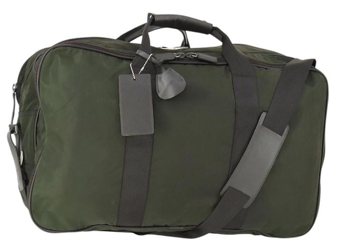 Sac Boston PRADA en nylon vert argent authentique bs32723 Argenté
