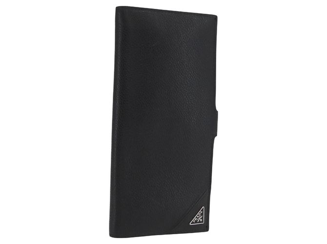 PRADA Lange Geldbörse Leder Schwarz Auth 169955V