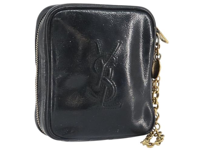 Pochette in pelle nera e oro SAINT LAURENT Auth bs33270 Nero D'oro