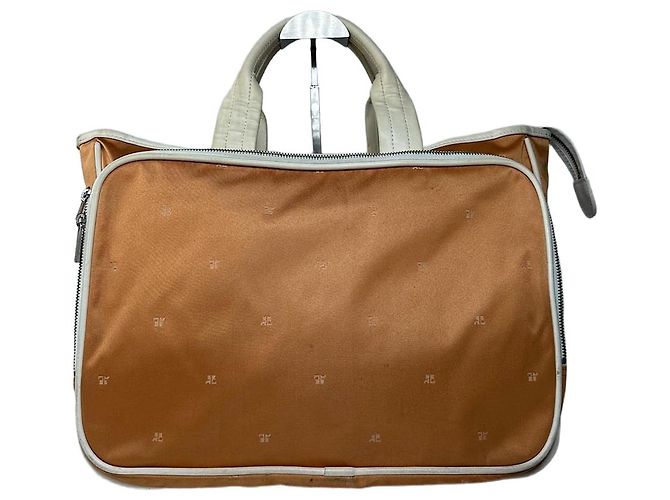 Vintage Courreges Monogram Duffel Bag Peach White Orange
