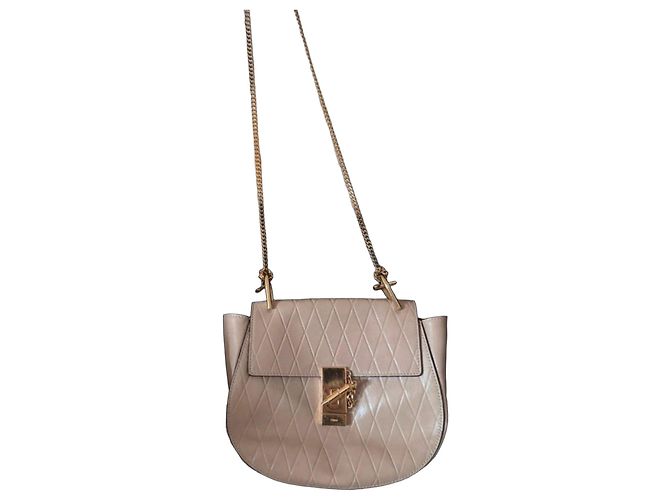 Chloé Bolsa de Ombro de Couro Chloe Drew em Bege
