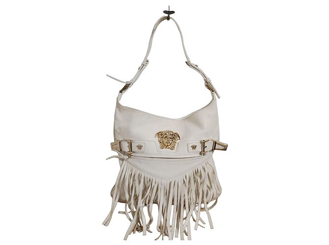 Bolsa de mão Gianni Versace em couro branco