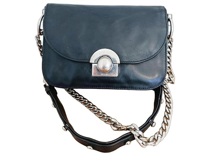 Borsa a mano Prada in pelle nera Nero
