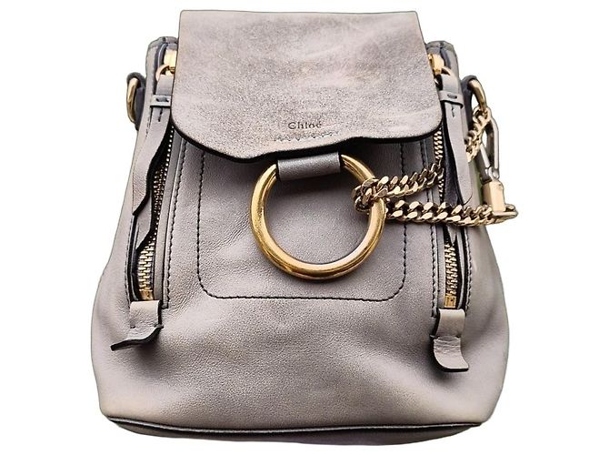 Faye Chloé Lambskin Backpack Grey