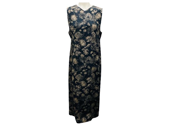 Marc by Marc Jacobs Co Black Multi Shell Print Sleeveless Midi Dress