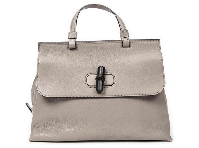 Gucci Bolsa de couro Bamboo Daily Top Handle Cinza