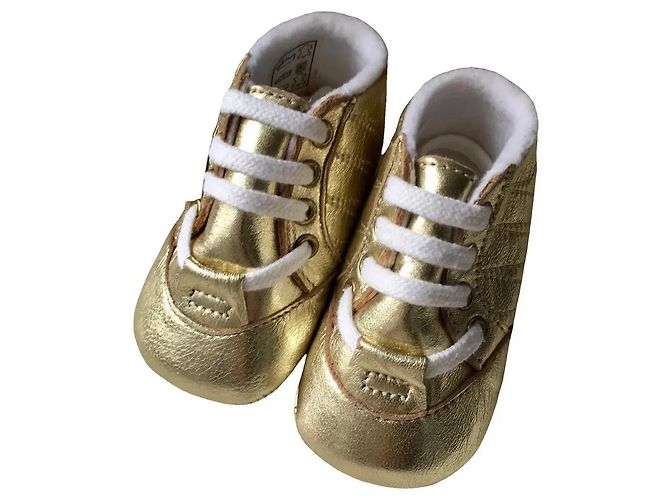 Chaussons Baby Dior en cuir doré Taille 18