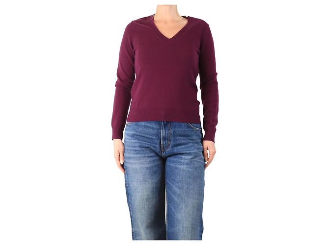 Eric Bompard Lila Kaschmir V-Ausschnitt Pullover - Größe M 