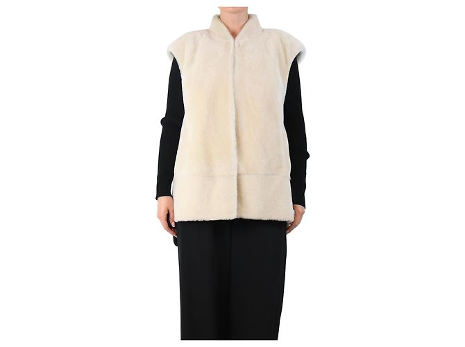 Autre Marque Creme Shearling-Weste - Größe UK 12 Roh