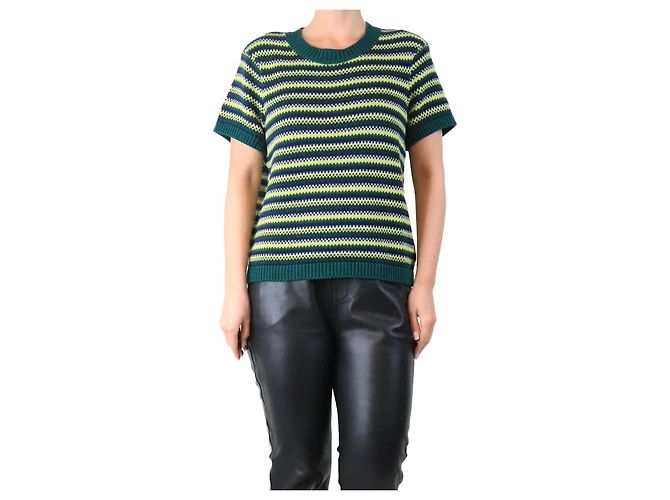 Autre Marque Pull en crochet rayé vert Mitchell - taille M