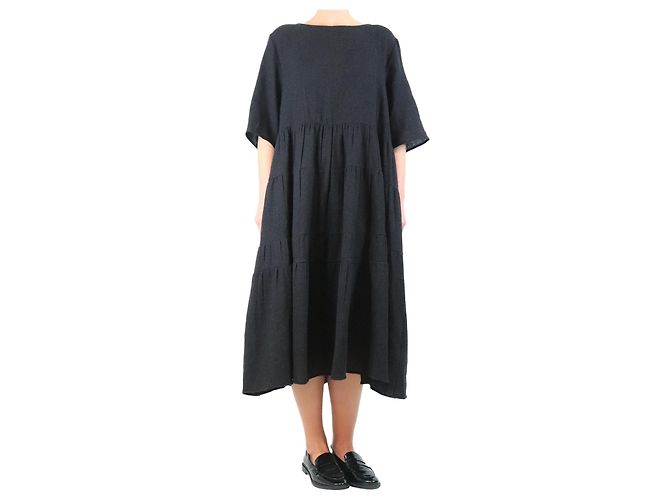 Autre Marque Fließendes Wollkleid in Dunkelgrau - Größe XXL
