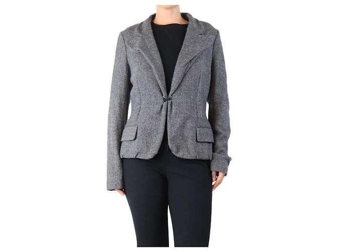 Lanvin Grey Herringbone wool jacket - size UK 12