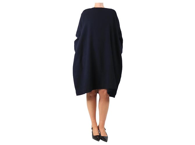 Autre Marque Blaue Woll-Midi-Kleid - Größe