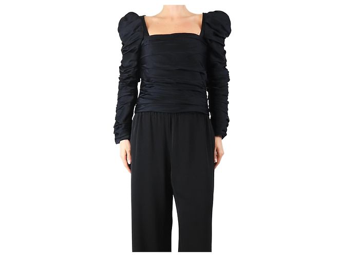 Khaite Black ruched bodice top - size UK 10