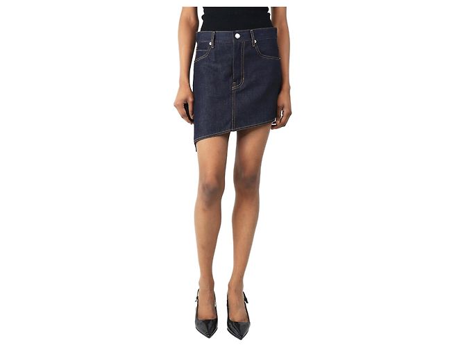 Helmut Lang Saia mini de denim assimétrica indigo - tamanho UK 6 Azul