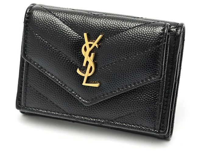 Saint Laurent Monogram Tri-fold Tiny Wallet Black