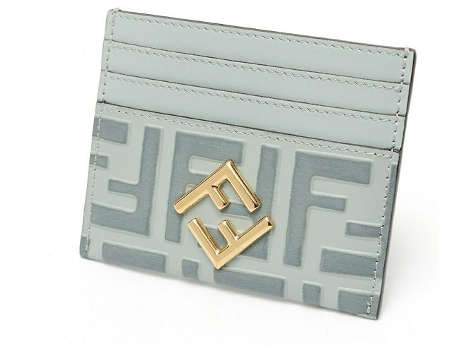 Fendi FF Diamond Card Case Brown Blue