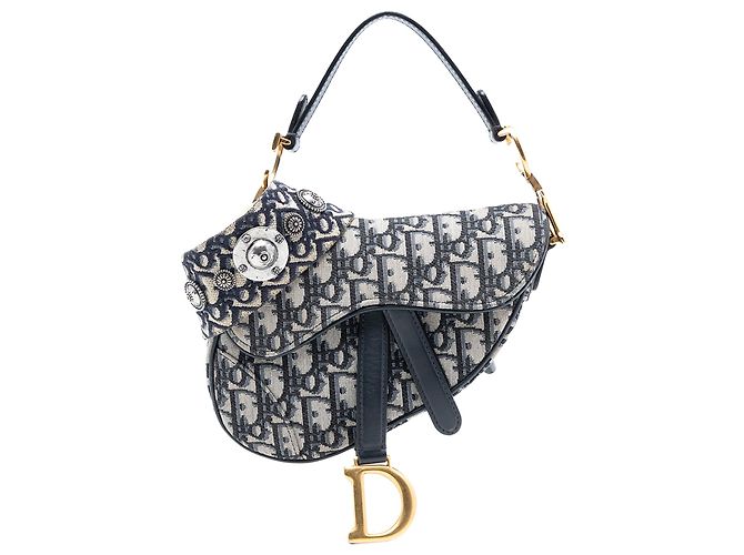 Saddle Bolsa de sela em lona micro oblíqua azul Dior Azul marinho
