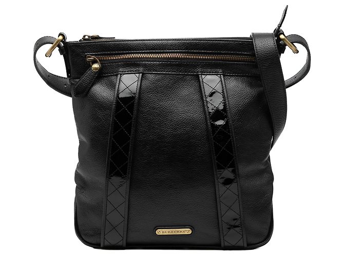Borsa a tracolla in pelle nera Burberry Nero