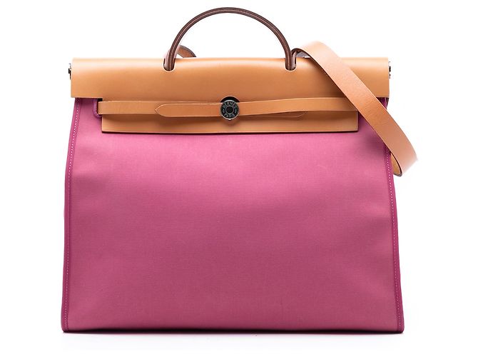 Hermès Bolsa Herbag Zip 31 em Lona Rosa