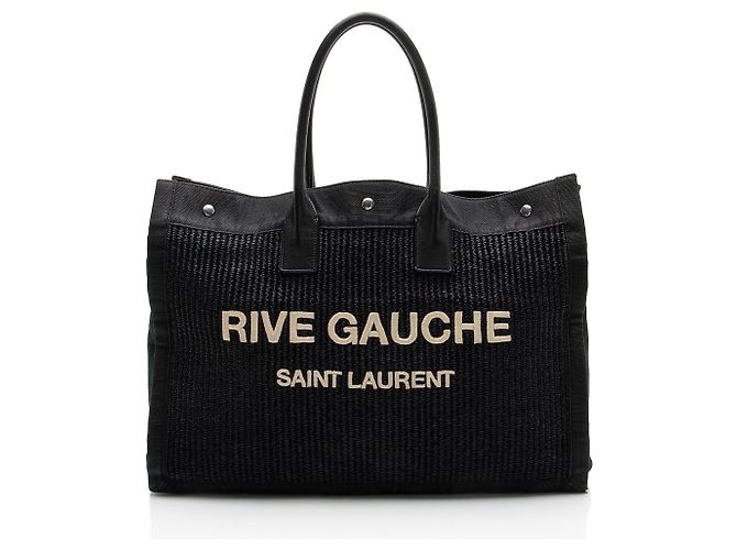 Saint Laurent Raffia Rive Gauche Tasche Schwarz