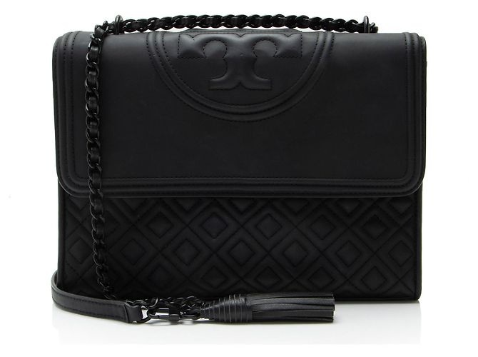 Borsa a Spalla Media Fleming in Pelle Opaca Tory Burch Nero