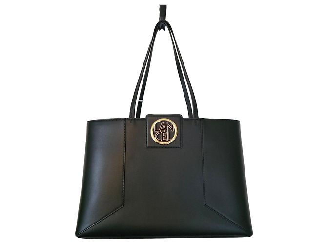 SAC CABAS ZIPPE ROXANE EN CUIR LISSE NOIR LANCEL
