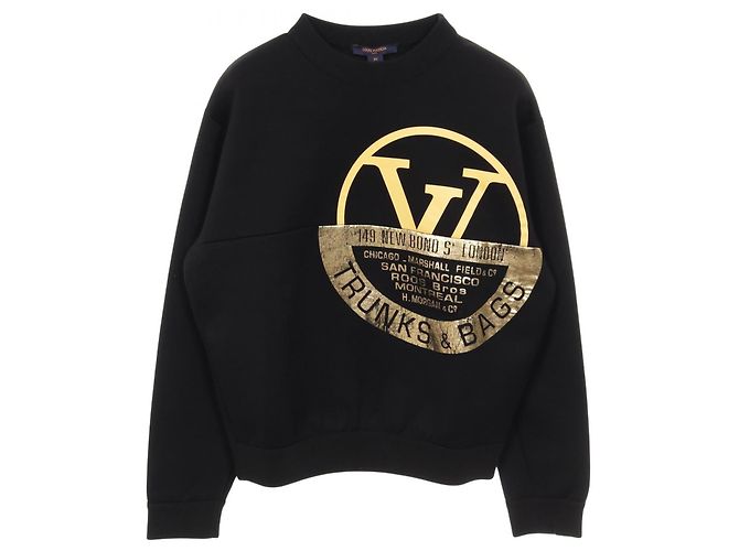 Camiseta de algodón con gran logo circular Louis Vuitton Negro