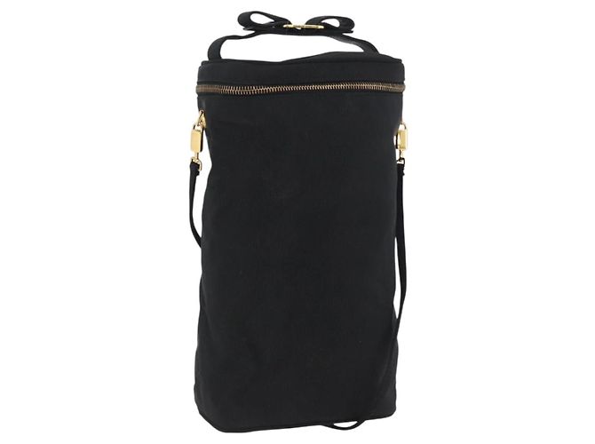 Borsa a Spalla Salvatore Ferragamo Nylon Nero Oro Auth BA10654 D'oro