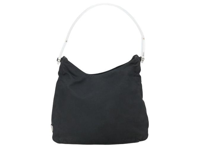 Prada Tote Bag aus schwarzem Nylon mit Silber authentisch bs33240