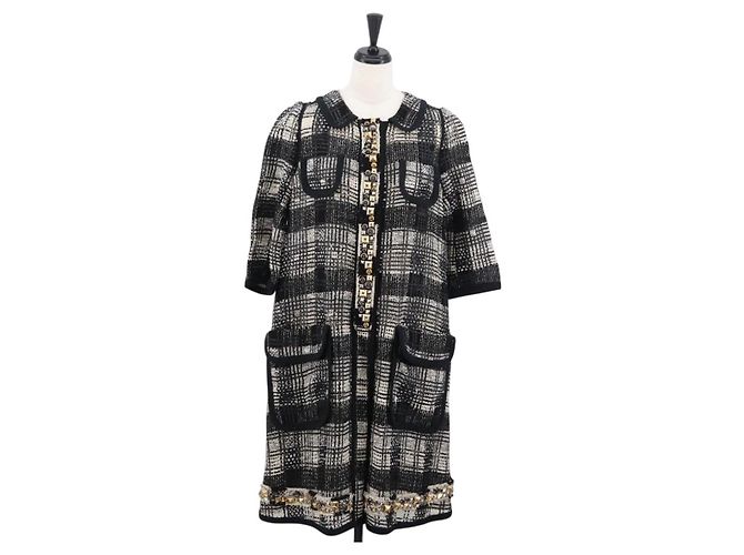 LOUIS VUITTON Einzelstück Strickstoffe Schwarz Weiß LV Auth 169143M