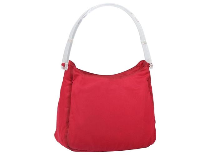 Bolsa Tote PRADA em nylon plástico vermelho Auth ti3740