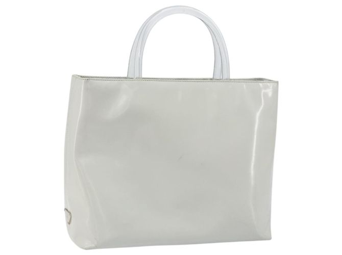 PRADA Handtasche Lackleder Grau Silber Auth ep13103 Braun