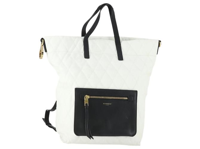 GIVENCHY Backpack Leather White Gold Auth BA10327 Golden