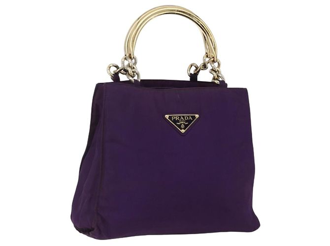 PRADA Borsa a mano in nylon viola oro Auth ti3637 D'oro Porpora