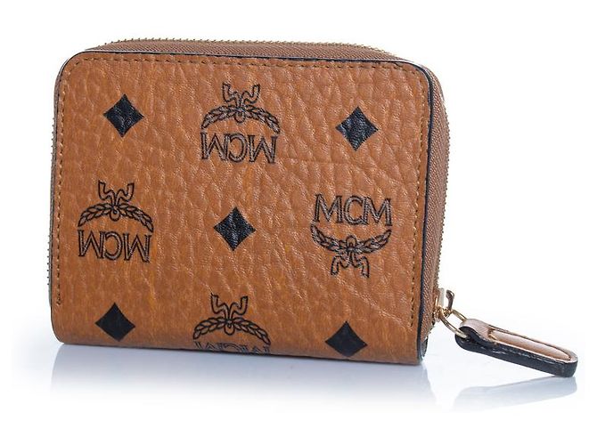 MCM, brown zip around wallet in monogram