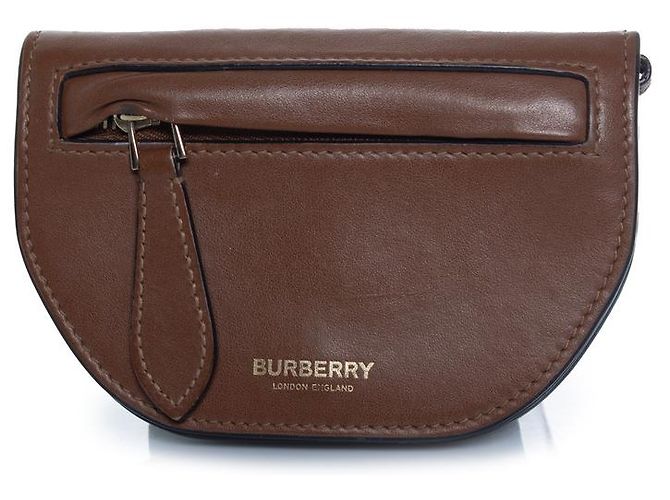 Burberry, brown leather saddle wallet
