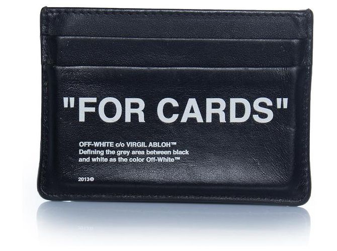 Off White Off-white, black leather card holder