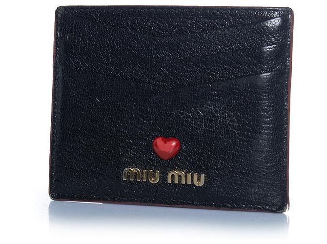 Miu Miu, black leather card holder