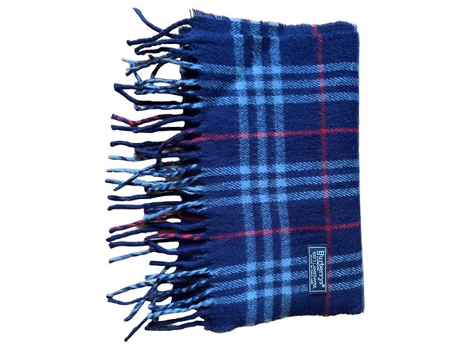 Burberry Checked Lambswool Scarf Red Light blue Dark blue
